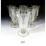 Six facet cut ale glasses, 11cm tall