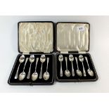 Two boxed sets of silver teaspoons - total weight 111g