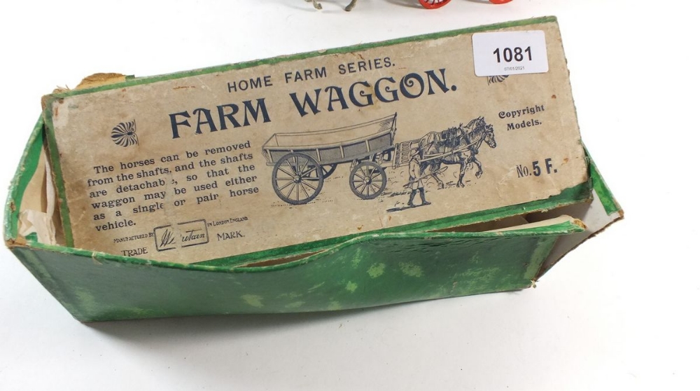 A W Britains farm wagon, No 5F with two horses, boxed - Image 4 of 4