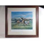 Clare Eva Burton - limited edition print of 'Royal Academy' race horse with Lester Piggott up, 574/