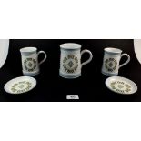 Three RAF Diamond Jubilee mugs and two coasters