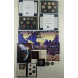 A quantity of numerous coinage including: Royal mint sets: Proof coins 1994 & 1995 blue cases folder
