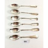 A matched set of six continental silver teaspoons, foreign marks, 130g