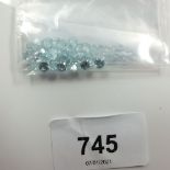 A parcel of calibrated round natural blue zircon, total 12.75cts, (2mm, 3.5mm, 4mm)