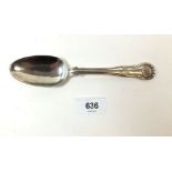 An Irish silver dessert spoon, Dublin 1835, 68g by P.W