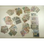 A wad of world banknotes: 200 plus, examples include South America: Argentina, Bolivia, Brazil,