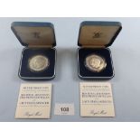 A Royal mint issue (2) silver proof, twenty-five pence, Royal wedding commemoratives 1981 in