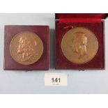 Two bronze medallions including: (A) Revolution war hero Layfette, Paris mint death bronze medal