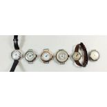 A collection of various early 20thC trench watches and others, six in total. Includes a silver