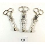 Three pairs of silver Georgian sugar nips circa 1750 - 104g