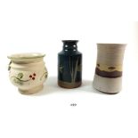 A Swedish studio pottery vase, a Finnish Studio pottery vase and a Welsh one, tallest 17cm tall