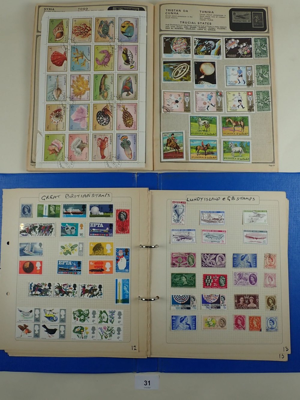 Stamp collection in 2 albums of GB and ROW mint/used defin and commem. Over 1,400. Incl thematic (