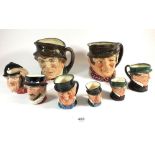 A collection of eight various Royal Doulton character jugs