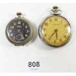An early 20thC Ingersoll 'Wrist' trench watch together with a Montfort pocket watch.