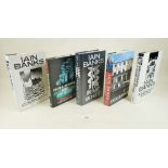 Five First Edition books by Iain Banks - Whit (signed copy), A Song of Stone, Walking on Glass,