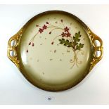 A continental porcelain tray painted spray of flowers - 43cm wide