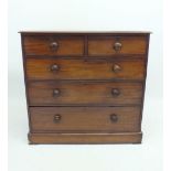 A Victorian mahgonay chest of two short and three long drawers all on plinth base, 106cm wide x 53cm
