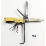A 19thC John Wigfall and Co. folding pocket knife/multi tool with bone handle