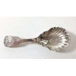 A silver caddy spoon with shell bowl and terminal, Newcastle 1852, by Clement Gowland