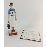 A Royal Worcester nurse figure, British Red Cross Society VAD member limited edition number 296/750,