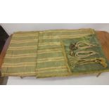 A pair of heavy green, yellow and gilt velvet lined curtain panels, part made 92cm x 250cm