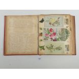 A Victorian decoupage album with good selection of contents including greeting cards, all glued (
