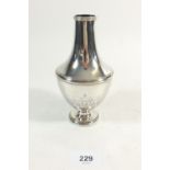 A French silver or white metal vase with stiff leaf border, by Robert Linzeler, 126g, 15cm