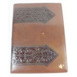 A tooled leather correspondence case, 35cm tall