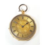 An 18 carat gold fob watch retailed by J Clare, Abergavenny