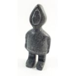 A Greenland carved black stone figure of an Inuit, from Paamiut, 10cm