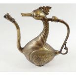 A brass Indian Mughal style ewer in bird form, 30cm