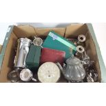 A box of silver plated items