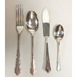 A good quality silver plated Slack & Barlow cutlery service with twelve place settings