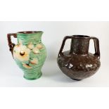 A Royal Caulden Art Deco jug, 24cm and a Bretby 'Bronzeware' vase