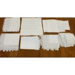 A collection of crochet edged table cloths