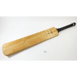 A cricket bat from Edgbaston Match - England v West Indies 1957 with original signatures including