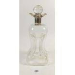 A late 19thC silver collared and glass glug glug decanter, London 1894, 28.5cm high.