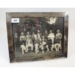 A large silver rectangular photograph frame with engraved signatures for 'Staff College 1908' with