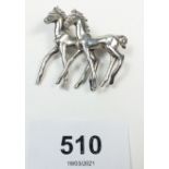 A continental 835 standard silver horse brooch, 3.5cm