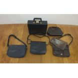 Three leather handbags and one other, (including Tula) plus a vintage leather vanity case