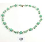 A Jadeite and crystal bead necklace