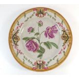 A European crackle glaze pottery plate decorated with flowers, 26cm diameter