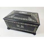 A 19th century ebony and mother of pearl box, 25cm wide