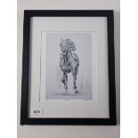 D Sampson - limited edition print of racehorse, 'Secretariat', signed in pencil, 22 x 15cm