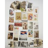 A group of old postcards (mainly WWI military) plus photographs