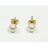 A pair of 9ct gold pearl stud earrings