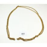 A Victorian gold plated long guard chain