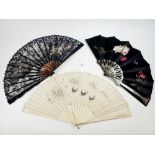 Three various painted fans