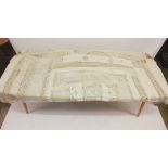 An antique fine cotton and lace embroidered large table cover etc