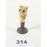 An Edwardian silver and ivory desk seal in the form of a dog with glass eyes, Birmingham 1905, 5cm